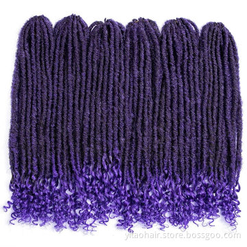 Goddess Faux Locs Crochet Braid African Hair Extensions 20 "Soft Curly Dreadlocks Braids Purple Braids Styles Crochet